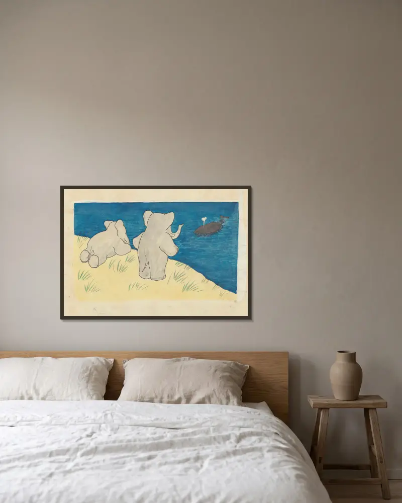 Le voyage de Babar Pl.07 av Jean de Brunhoff inramad på en vägg