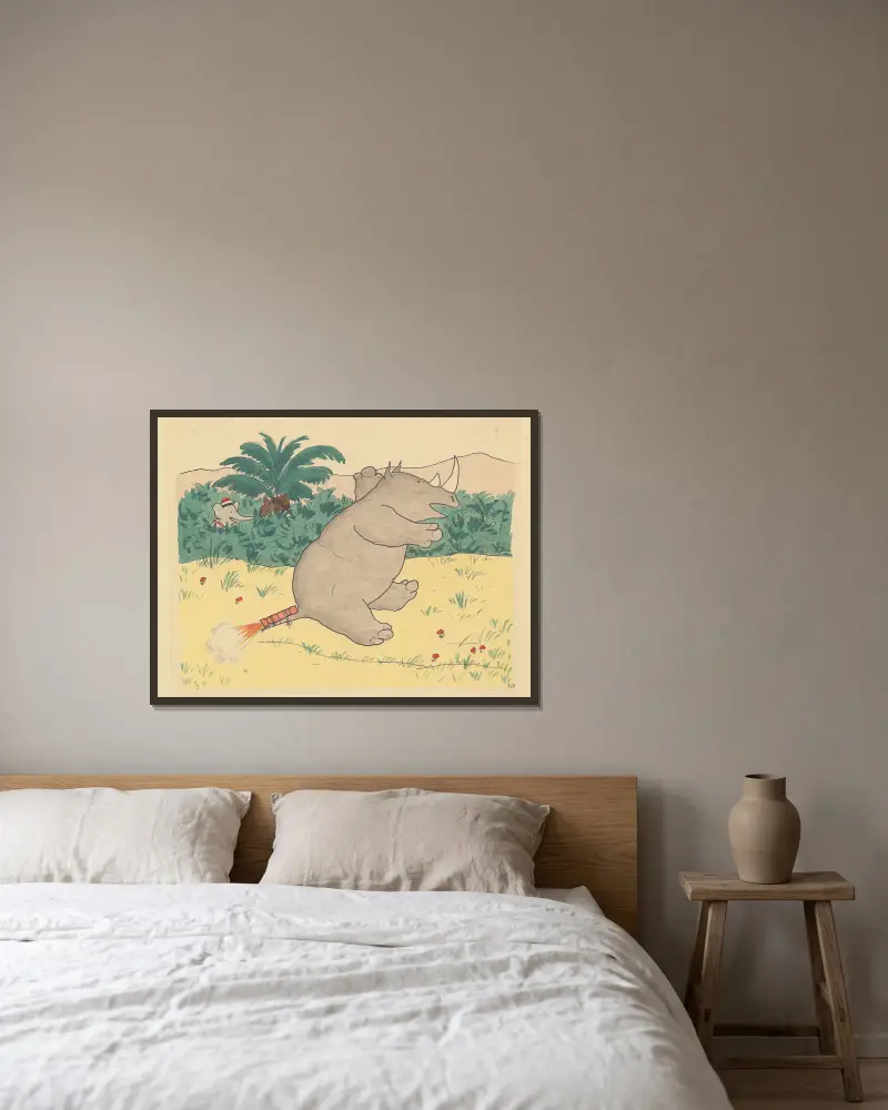 Le voyage de Babar Pl.12 av Jean de Brunhoff inramad på en vägg