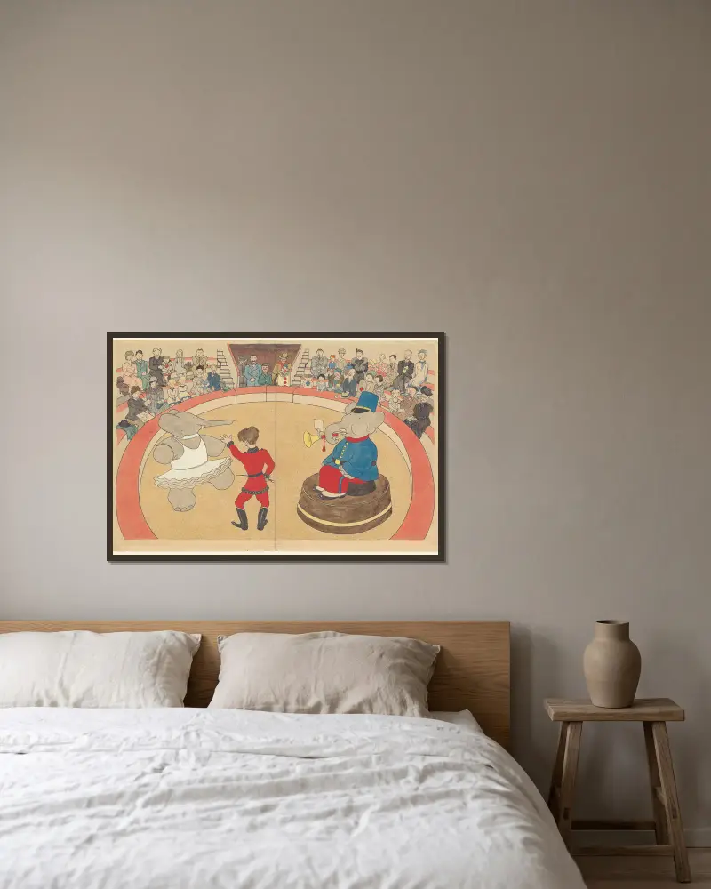 Le voyage de Babar Pl.14 av Jean de Brunhoff inramad på en vägg