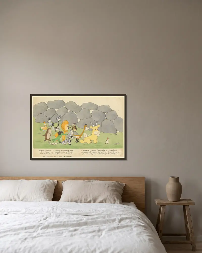 Les vacances de Zéphir Pl.21 av Jean de Brunhoff inramad på en vägg