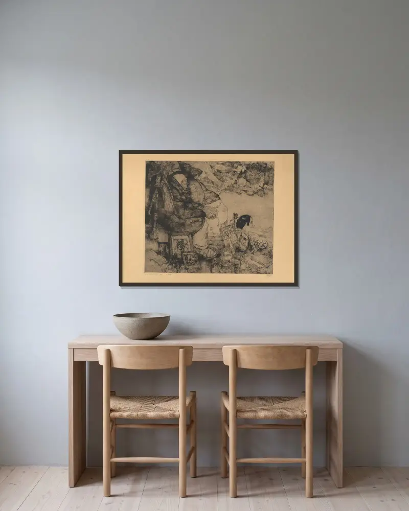 Auf dem Flohmarkt in Gent von Jules De Bruycker gerahmt an einer Wand