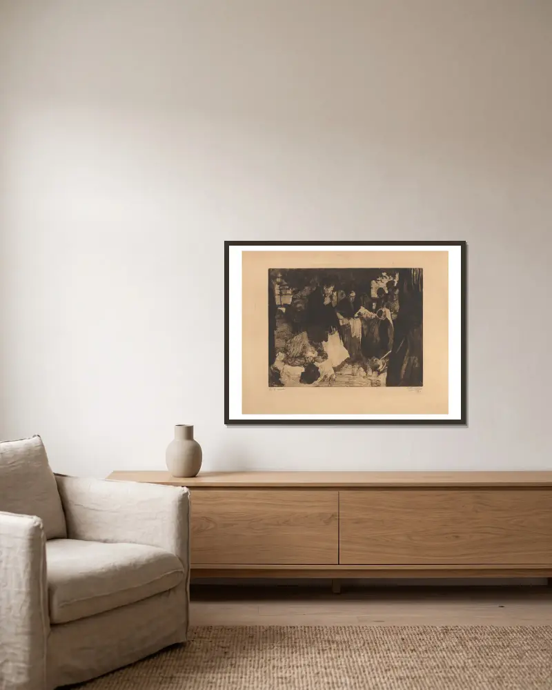 Markt in Gent (Saint-Jacobs) von Jules De Bruycker gerahmt an einer Wand