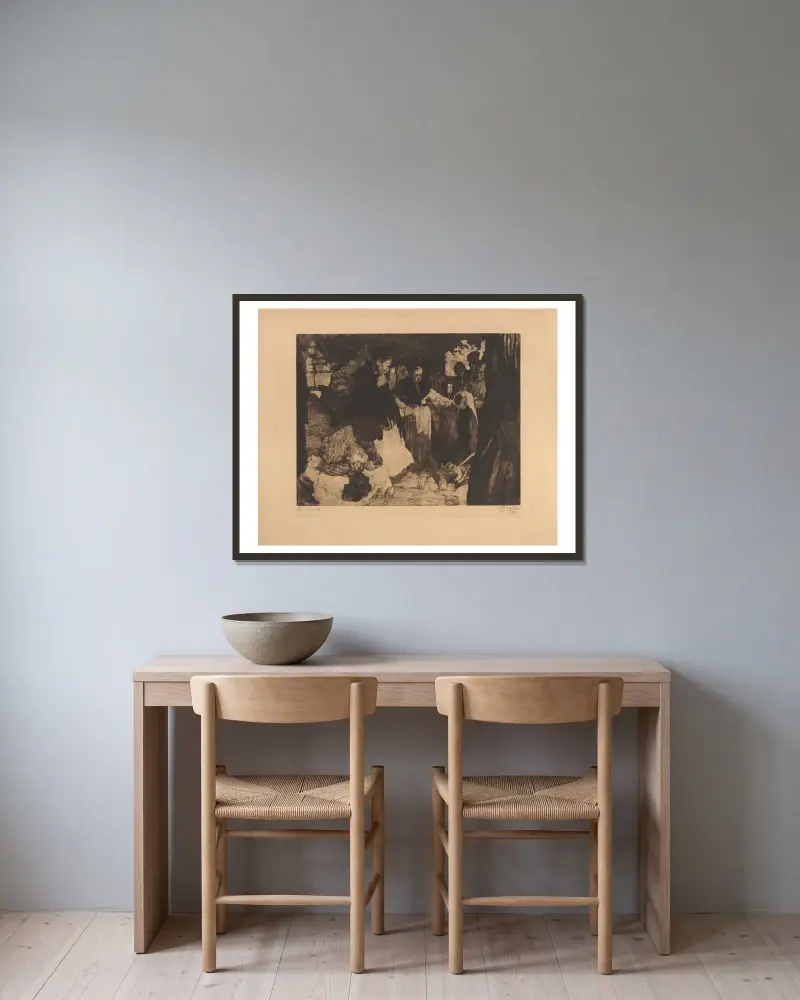 Markt in Gent (Saint-Jacobs) von Jules De Bruycker gerahmt an einer Wand