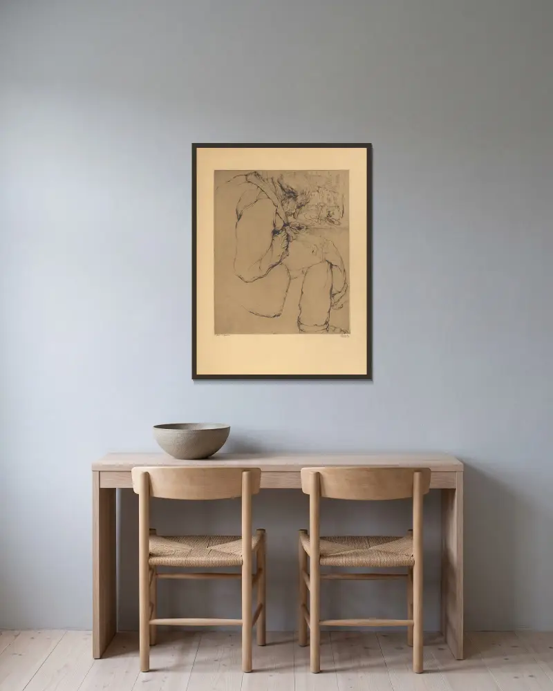 Alter Flickschuster von Jules De Bruycker gerahmt an einer Wand