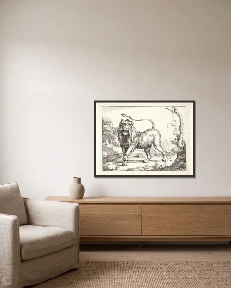 Řvoucí lev, Marcus de Bye v rámu na stěně