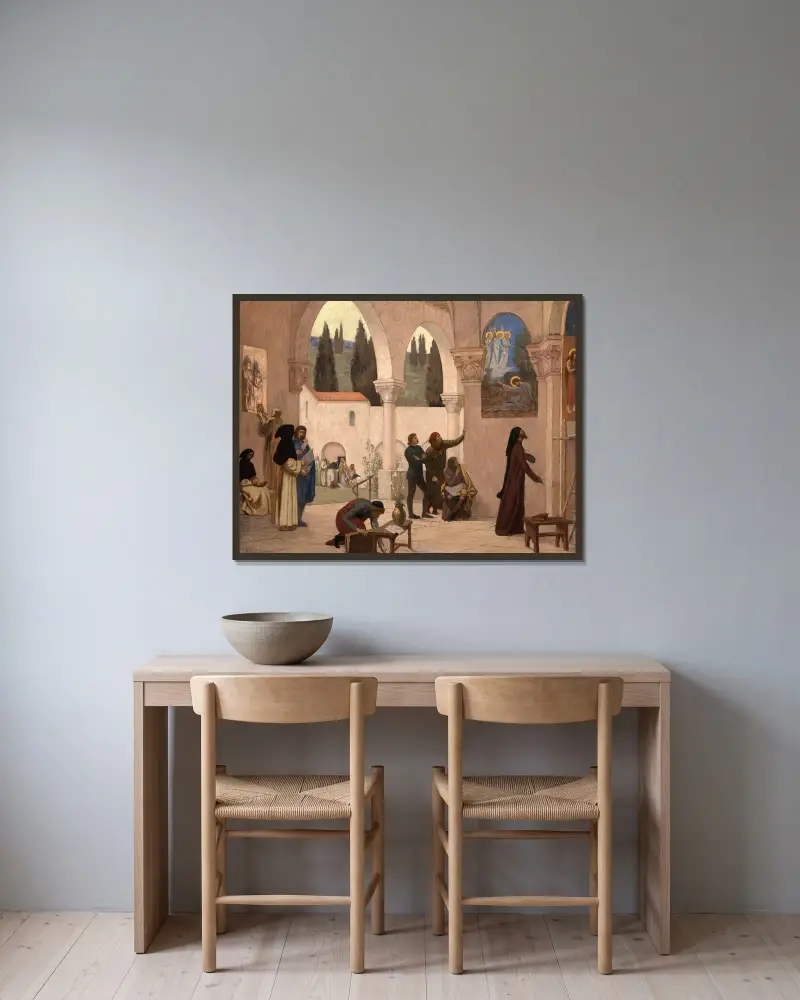 Inspiration Chretienne av Pierre Puvis de Chavannes inramad på en vägg