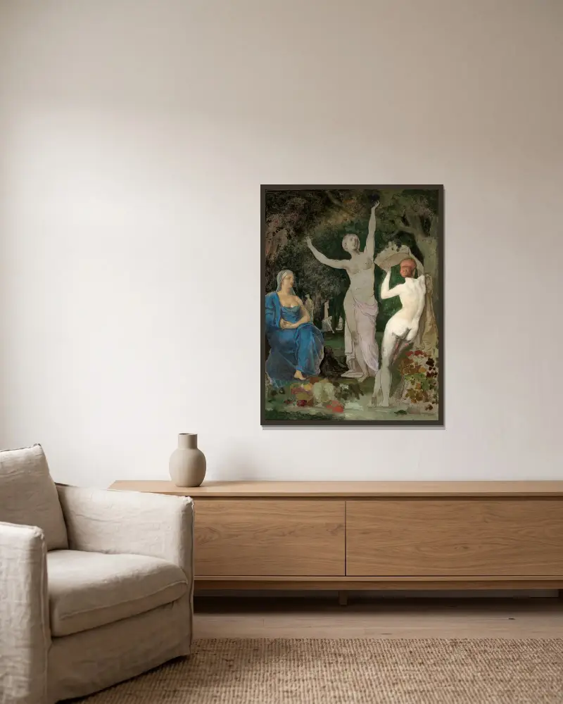 L’ Automne av Pierre Puvis de Chavannes inramad på en vägg