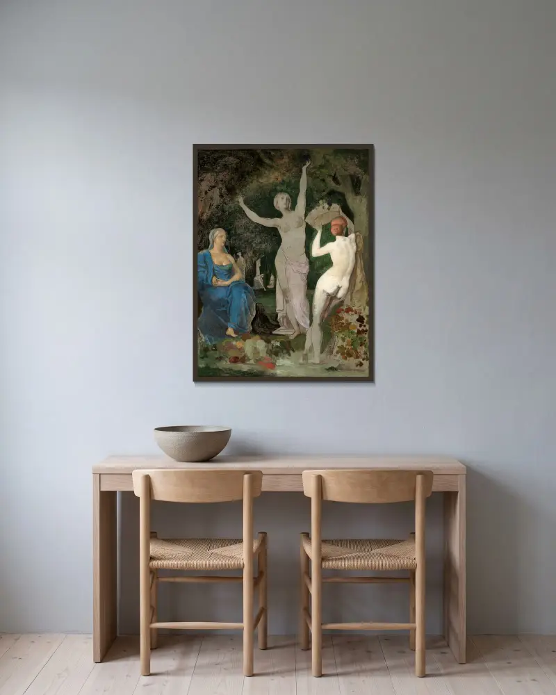 L’ Automne av Pierre Puvis de Chavannes inramad på en vägg