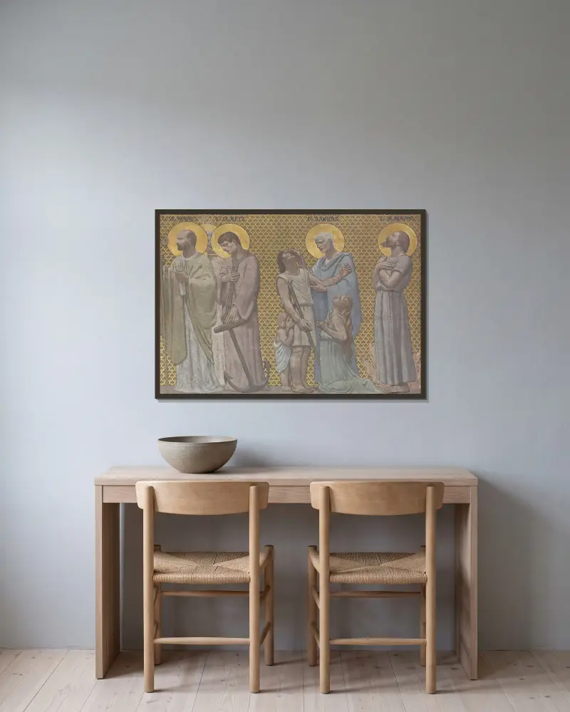 Procesja świętych męczenników 2, Pierre Puvis de Chavannes w ramie na ścianie