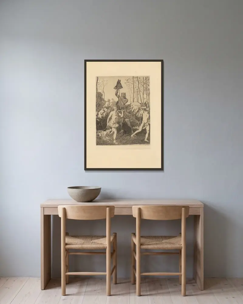 Návrat z lovu, Pierre Puvis de Chavannes v rámu na stěně