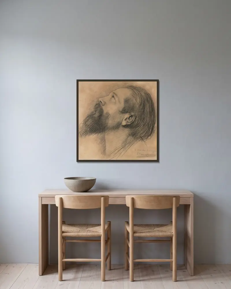 Studie för frisen i Sainte-Geneviève av Pierre Puvis de Chavannes inramad på en vägg