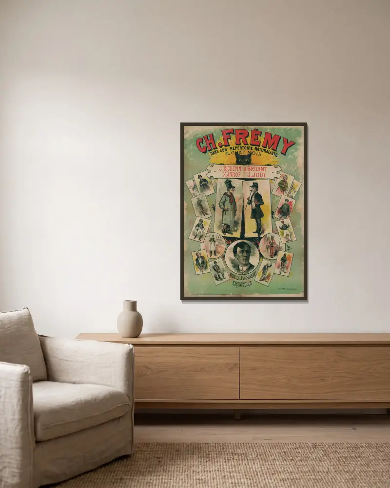 Ch. Fremy in seinem naturalistischen Repertoire im Chat Noir von Cândido de Faria gerahmt an einer Wand