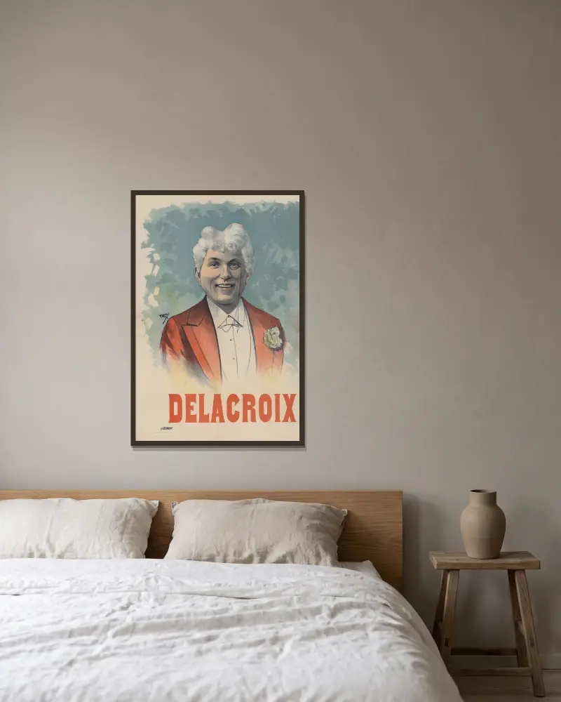 Delacroix av Cândido de Faria inramad på en vägg
