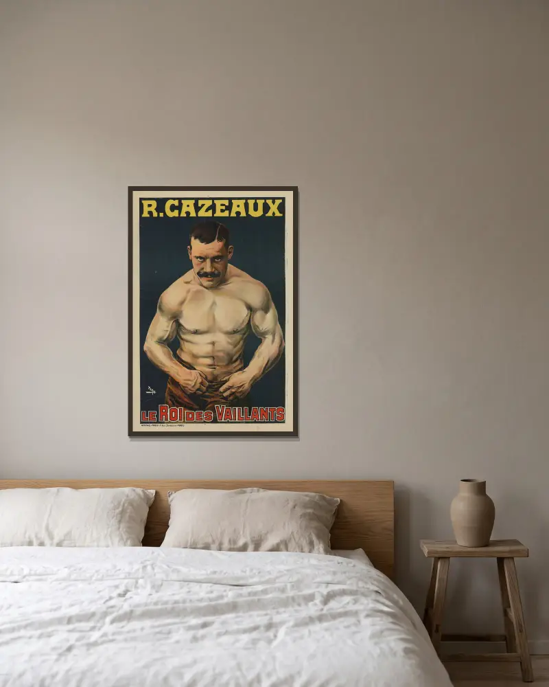 R. Cazeaux, de tappras konung av Cândido de Faria inramad på en vägg