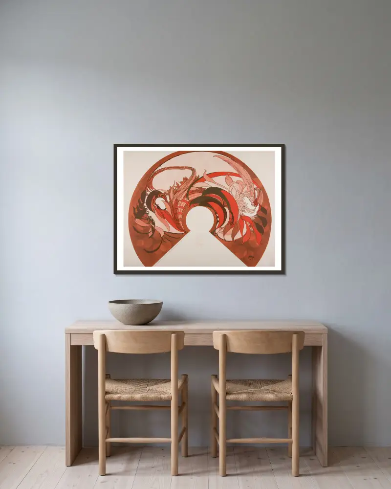 Stínítko na lampu, Georges de Feure v rámu na stěně