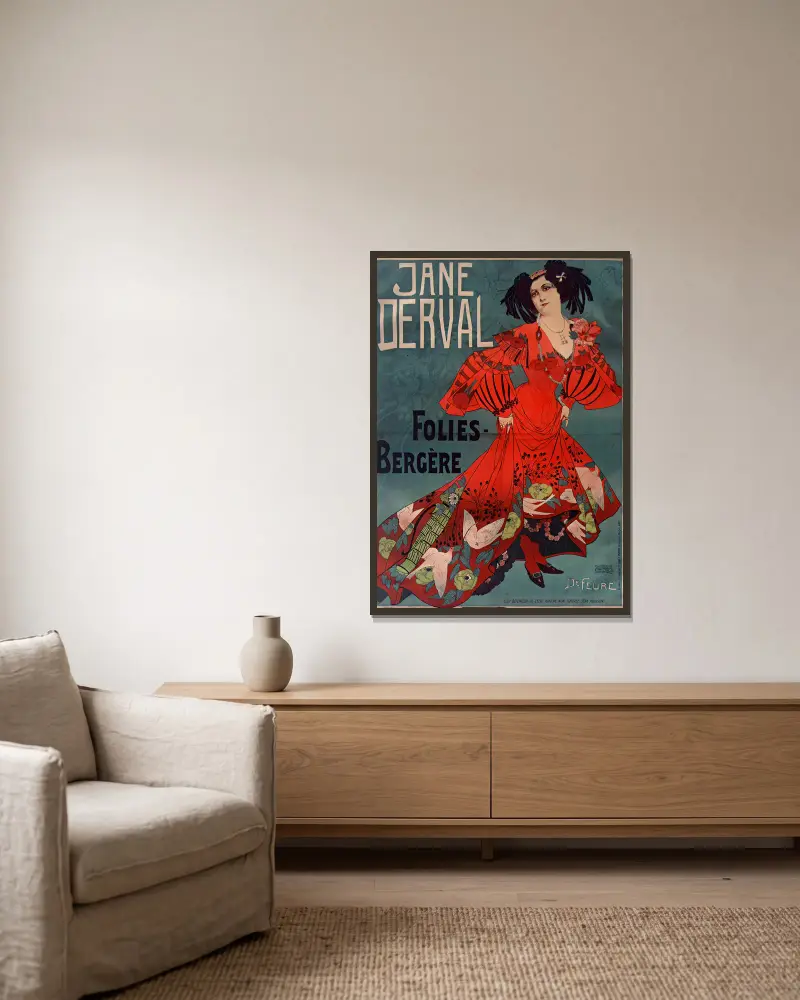 Jane Derval, Georges de Feure w ramie na ścianie