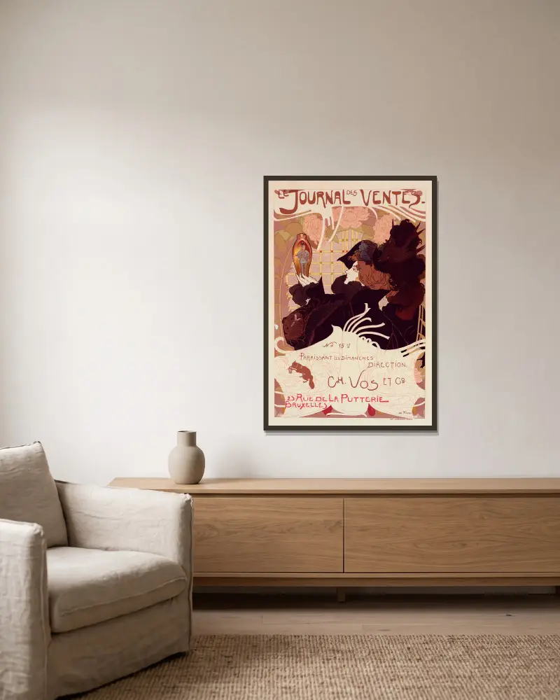 Journal des Ventes von Georges de Feure gerahmt an einer Wand