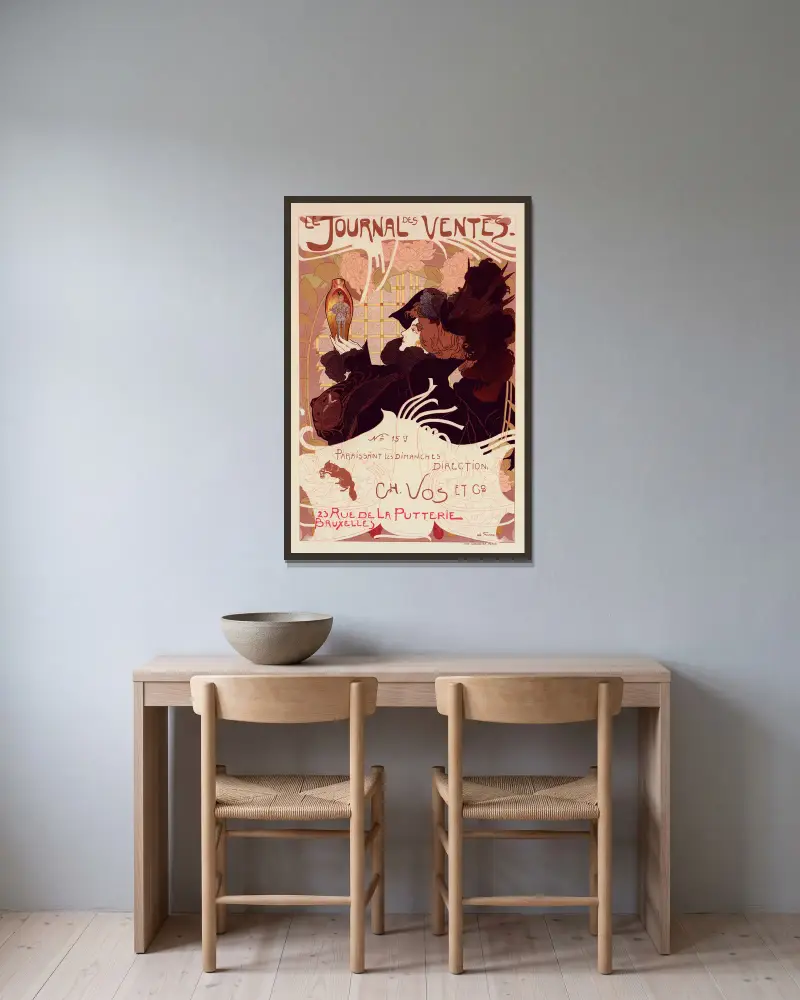 Journal des Ventes von Georges de Feure gerahmt an einer Wand