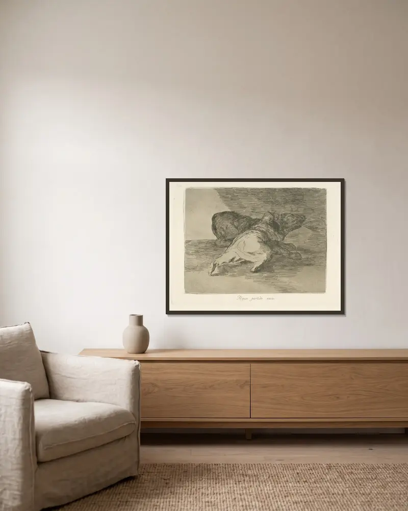 Algun portido saca av Francisco de Goya inramad på en vägg