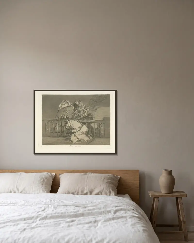 Asi sucedió av Francisco de Goya inramad på en vägg