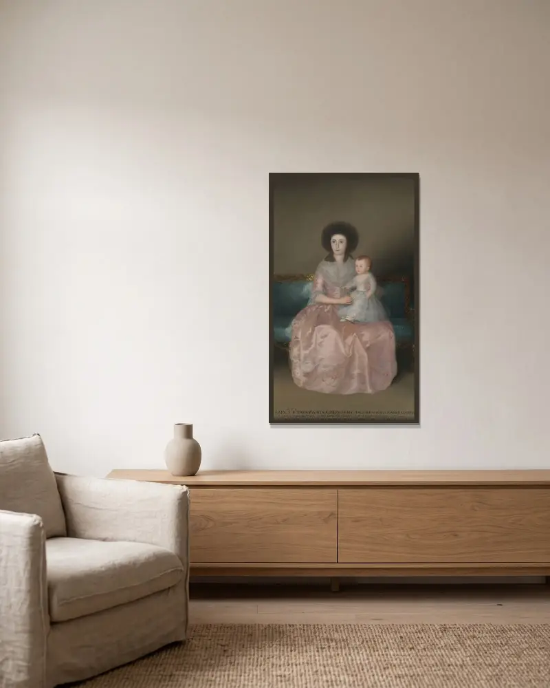 Hrabina de Altamira i jej córka María Agustina, Francisco de Goya w ramie na ścianie