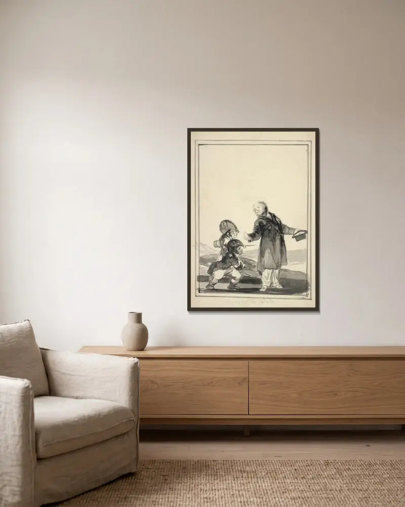 Föraktfull mot förolämpningarna av Francisco de Goya inramad på en vägg