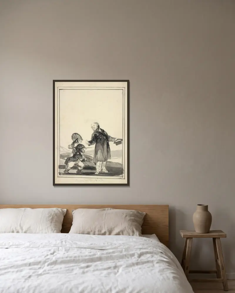 Föraktfull mot förolämpningarna av Francisco de Goya inramad på en vägg