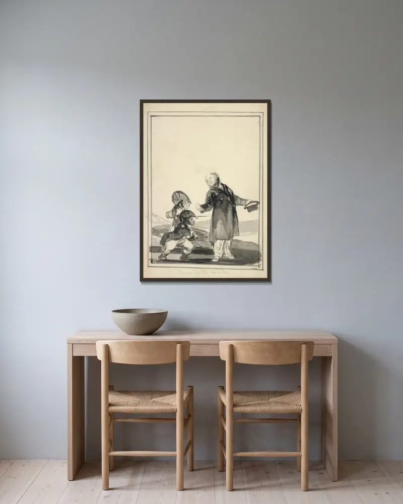 Föraktfull mot förolämpningarna av Francisco de Goya inramad på en vägg