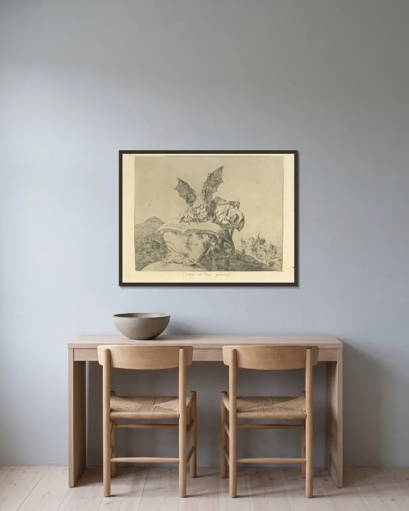 Gegen das allgemeine Wohl von Francisco de Goya gerahmt an einer Wand
