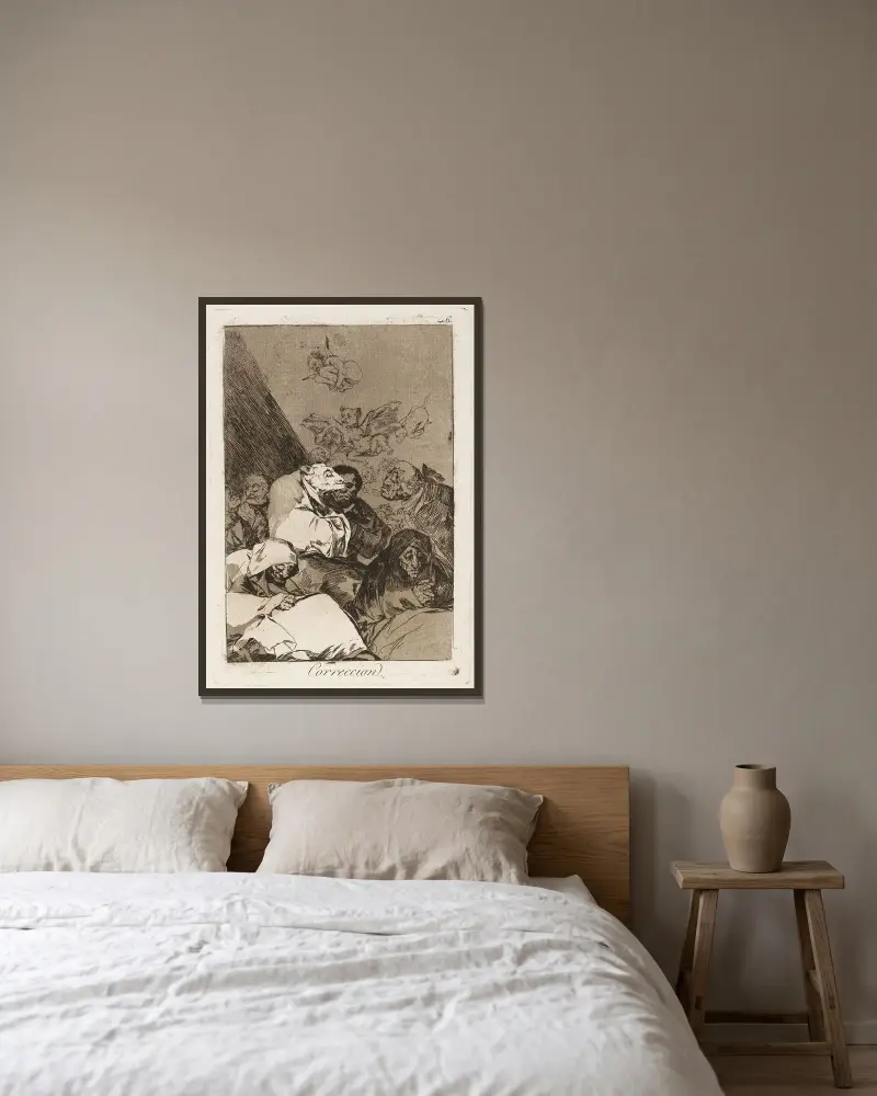 Rättelse. av Francisco de Goya inramad på en vägg