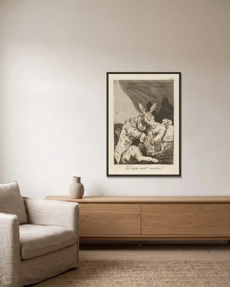 Z jaké nemoci zemře, Francisco de Goya v rámu na stěně