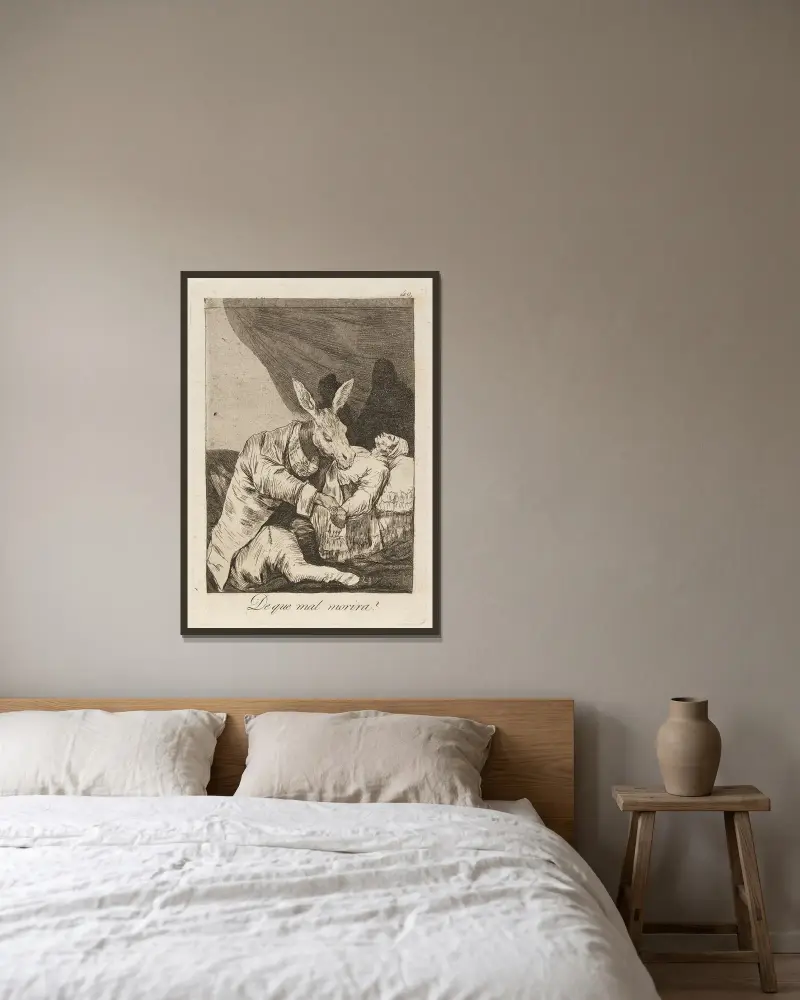 Z jaké nemoci zemře, Francisco de Goya v rámu na stěně