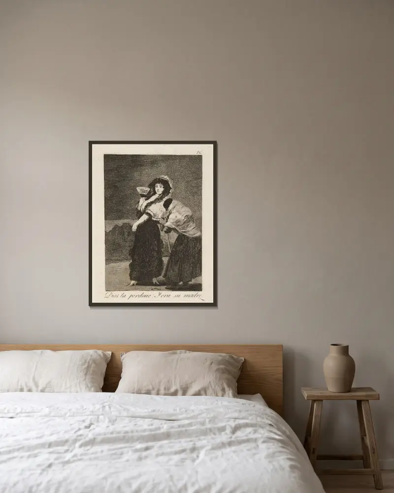 Dios la perdone; Y era su madre. von Francisco de Goya gerahmt an einer Wand