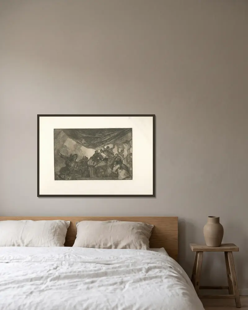 Klarer Unsinn von Francisco de Goya gerahmt an einer Wand