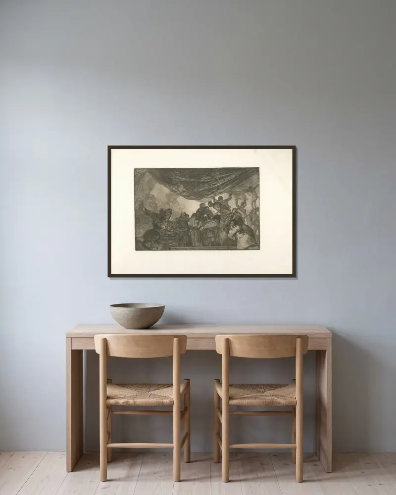 Klarer Unsinn von Francisco de Goya gerahmt an einer Wand