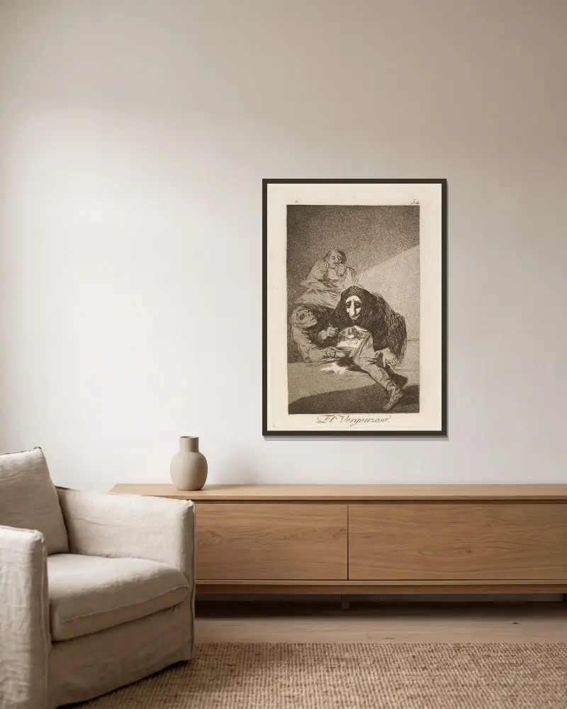 El Vergonzoso von Francisco de Goya gerahmt an einer Wand