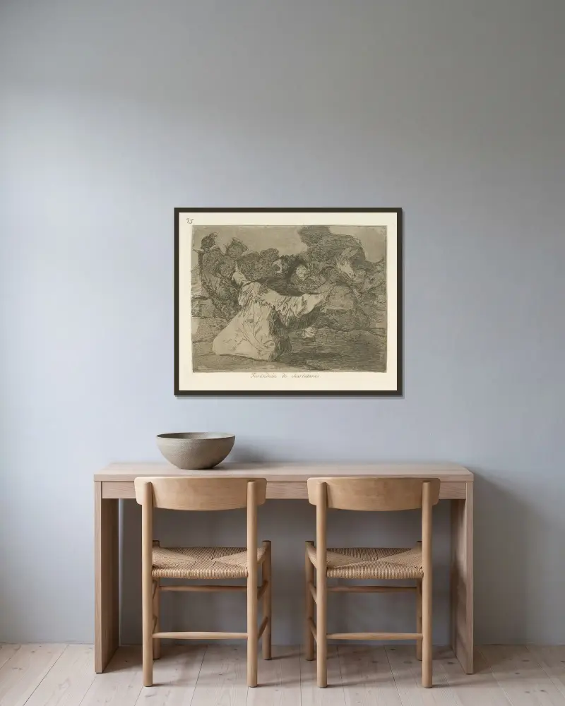 Gauklertreiben von Francisco de Goya gerahmt an einer Wand