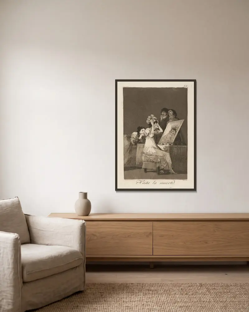 Hasta la muerte. (Bis zum Tod.) von Francisco de Goya gerahmt an einer Wand