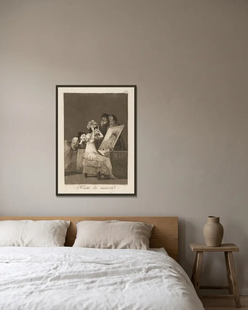 Hasta la muerte. (Bis zum Tod.) von Francisco de Goya gerahmt an einer Wand