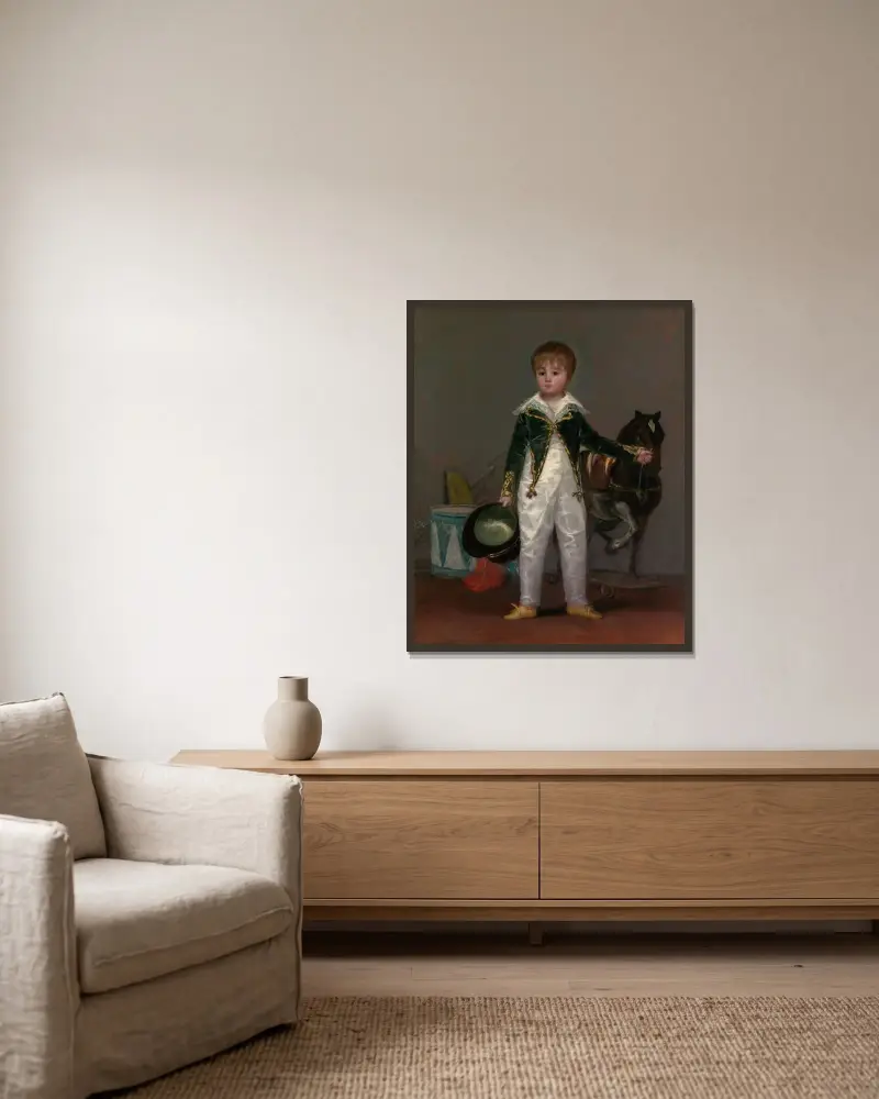 José Costa y Bonells (died l870), Called Pepito av Francisco de Goya inramad på en vägg