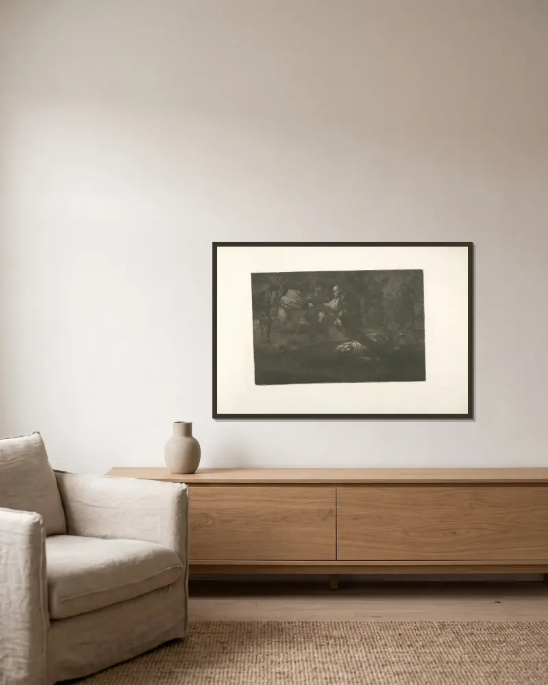 Der irrende Greis unter den Schatten von Francisco de Goya gerahmt an einer Wand