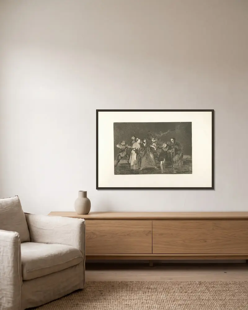 Die Ermahnungen von Francisco de Goya gerahmt an einer Wand
