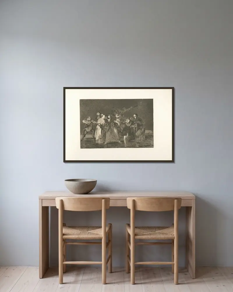Die Ermahnungen von Francisco de Goya gerahmt an einer Wand