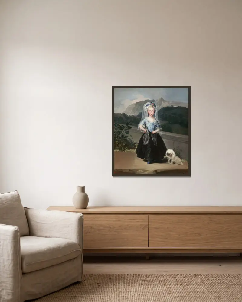 María Teresa de Borbón y Vallabriga, późniejsza hrabina de Chinchón, Francisco de Goya w ramie na ścianie