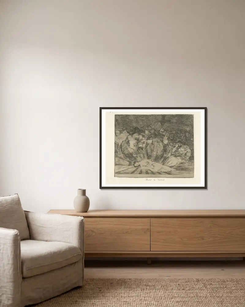 Murió la Verdad av Francisco de Goya inramad på en vägg