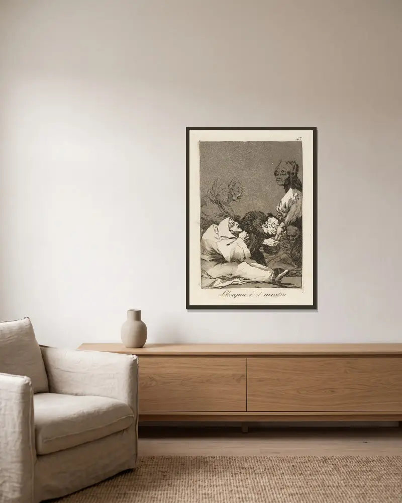 Geschenk an den Meister von Francisco de Goya gerahmt an einer Wand