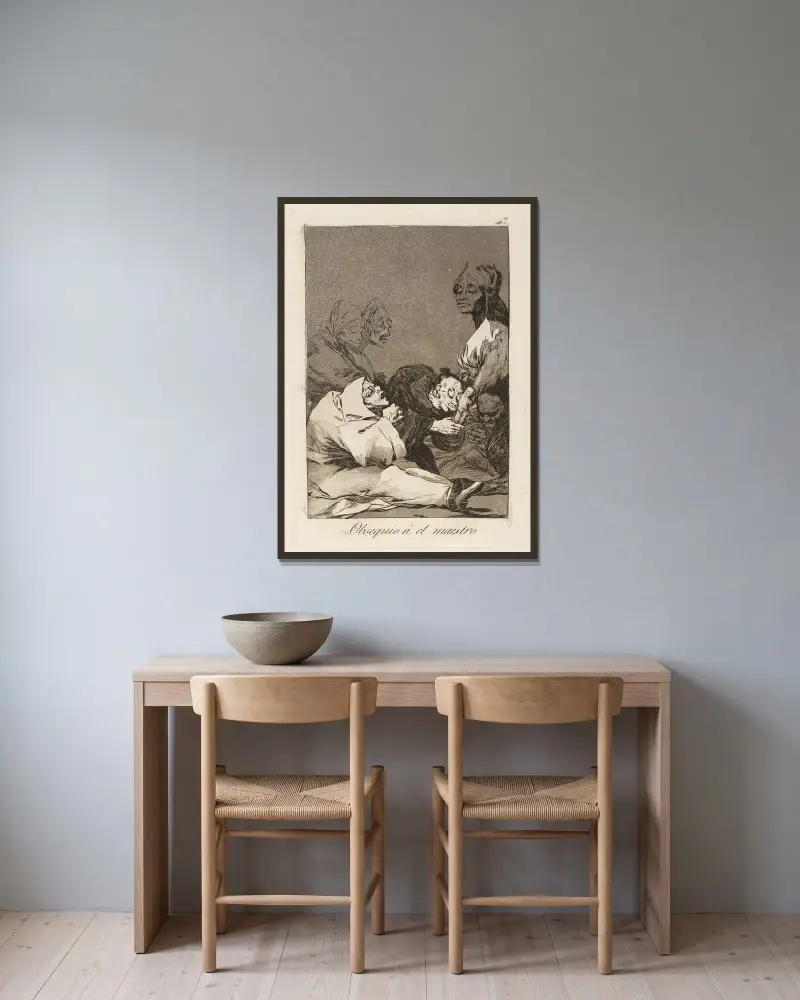 Geschenk an den Meister von Francisco de Goya gerahmt an einer Wand
