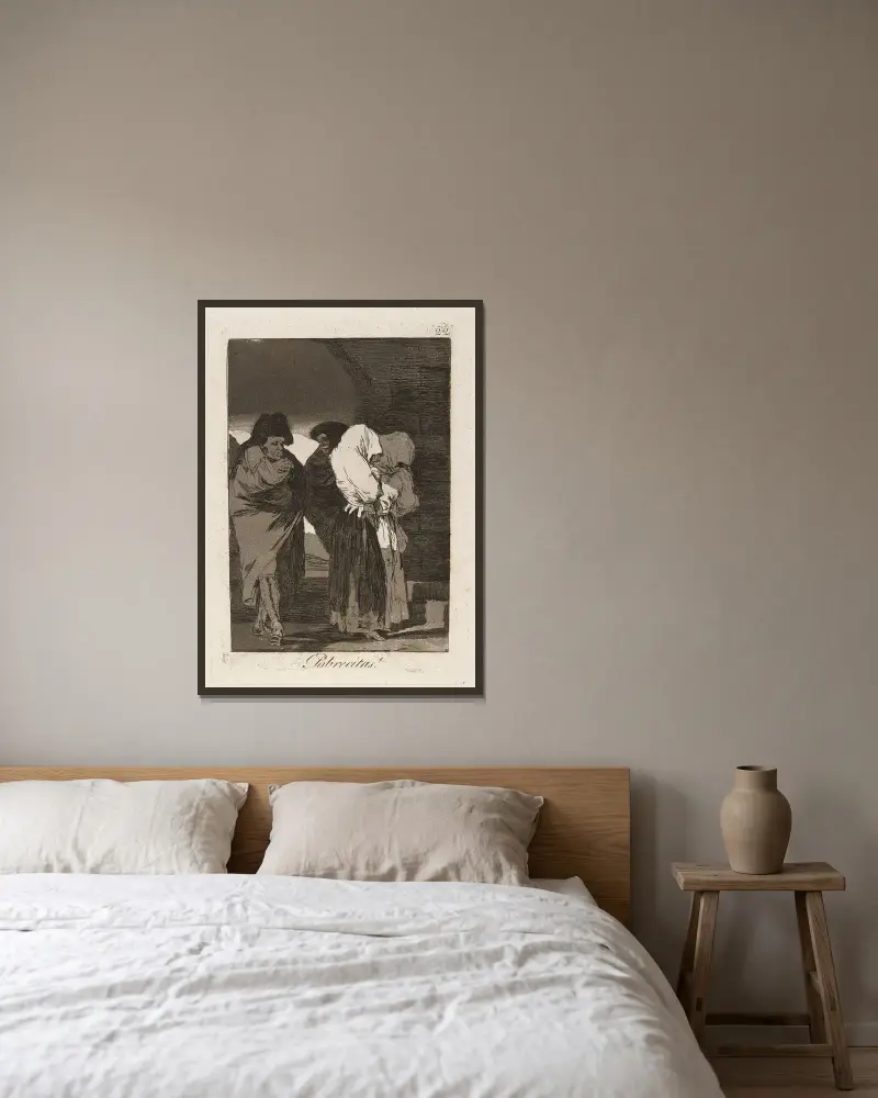 Pobrecitas! (Arme kleine Mädchen!) von Francisco de Goya gerahmt an einer Wand