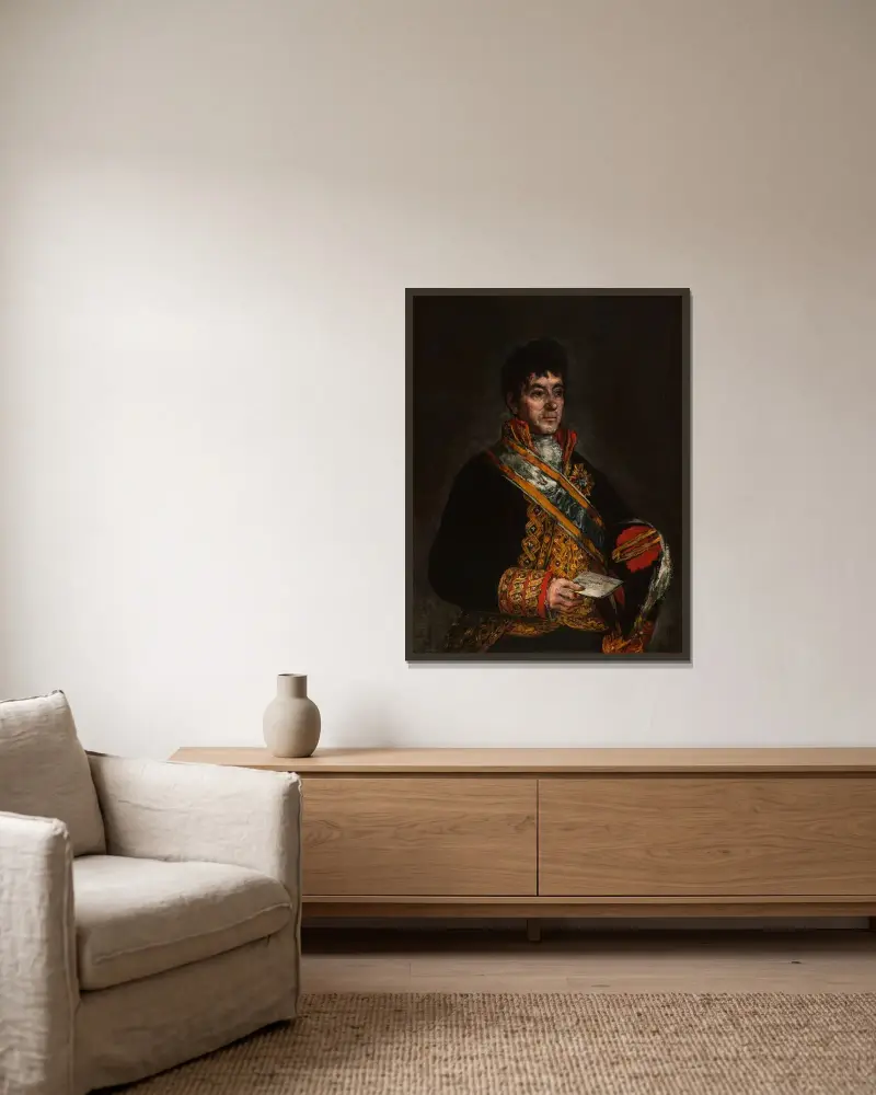 Porträt von Don Miguel de Lardizábal von Francisco de Goya gerahmt an einer Wand