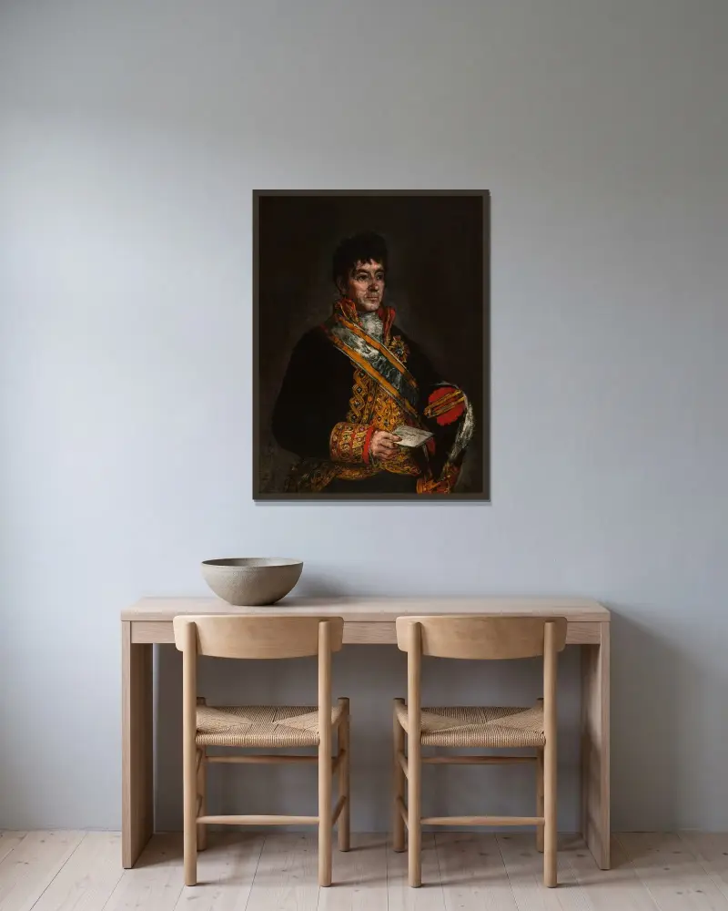 Porträt von Don Miguel de Lardizábal von Francisco de Goya gerahmt an einer Wand